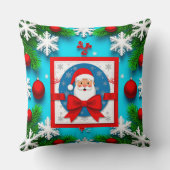 サンタクロースをフィーチャーしたクリスマスカードデザイン クッション (裏面)