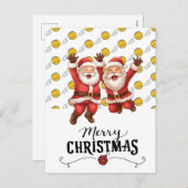 サンタクロースをボールで飾ったテニスクリスマス シーズンポストカード (正面/裏面)