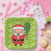 サンタクロースをボールに乗せたテニスクリスマスパーティー ペーパープレート (パーティー)