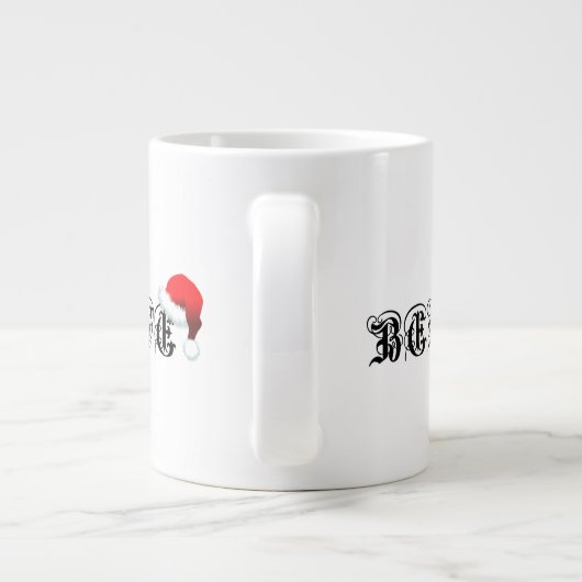 サンタクロースを信じて クリスマスイブ 帽子 ジャンボコーヒーマグカップ (裏面)