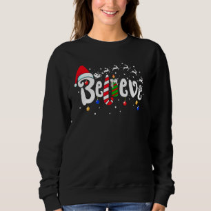サンタクロースを信じて クリスマス トナカイ かわいい Xmas スウェットシャツ
