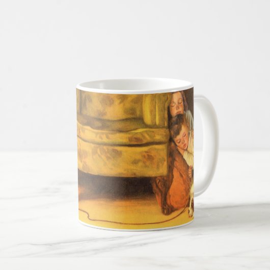 サンタクロースを待つビンテージクリスマスの子どもたち コーヒーマグカップ (正面右)