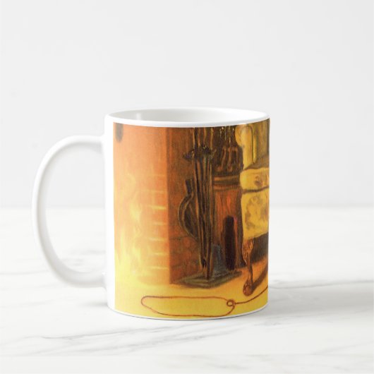 サンタクロースを待つビンテージクリスマスの子どもたち コーヒーマグカップ (左)