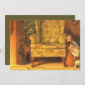 サンタクロースを待つヴィンテージのクリスマスの子供たち シーズンカード (正面/裏面)