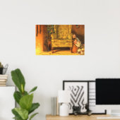 サンタクロースを待つヴィンテージのクリスマスの子供たち ポスター (ホームオフィス)