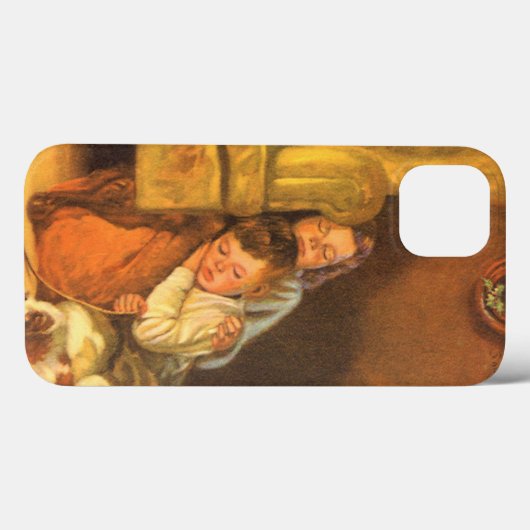 サンタクロースを待つヴィンテージのクリスマスの子供たち Case-Mate iPhoneケース (裏面 (横))