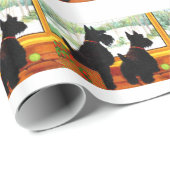 サンタクロースを待つ2匹のスコットランド犬 ラッピングペーパー (ロールコーナー)