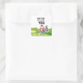 サンタクロースを旗に掲げたゴルフサマークリスマス スクエアシール (バッグ)