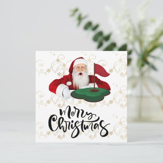 サンタクロースを旗印にゴルフメリークリスマス  カード (スタンド正面)