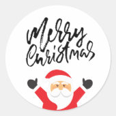 サンタクロースを白に塗ったメリークリスマス ラウンドシール (正面)