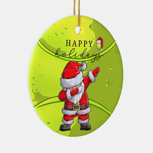 サンタクロースを頂点としたテニスのメリークリスマス セラミックオーナメント (右)