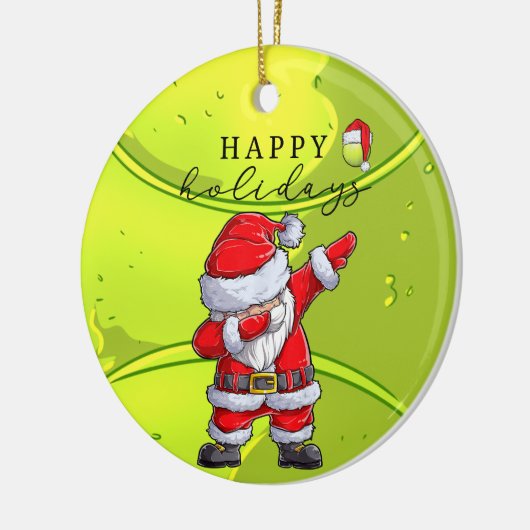サンタクロースを頂点としたテニスのメリークリスマス セラミックオーナメント (左)