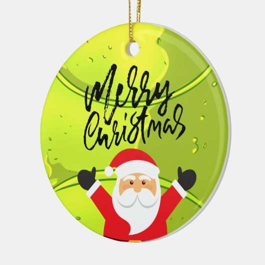 サンタクロースを頂点としたテニスのメリークリスマス セラミックオーナメント (左)