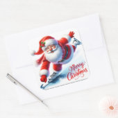 サンタクロースアイススケートで滑るオンザウィンターデー スクエアシール (封筒)