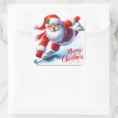 サンタクロースアイススケートで滑るオンザウィンターデー スクエアシール (バッグ)