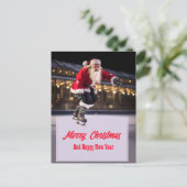 サンタクロースアイススケートで滑る ポストカード (スタンド正面)