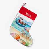サンタクロースアットザサンタクロースビーチサマークリスマス スモールクリスマスストッキング (正面 (吊り時))