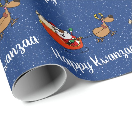 サンタクロースアフリカ系アメリカ人のKwanzaaのお祝い ラッピングペーパー (ロールコーナー)