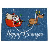 サンタクロースアフリカ系アメリカ人のKwanzaaのお祝い ラージペーパーバッグ (正面)