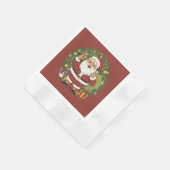 サンタクロースイラストレーションクリスマスペーパーナプキン 縁ありカクテルナプキン (角)