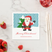 サンタクロースイラストレーション名前をカスタムするクリスマス スタンダードカクテルナプキン (インサイチュ)