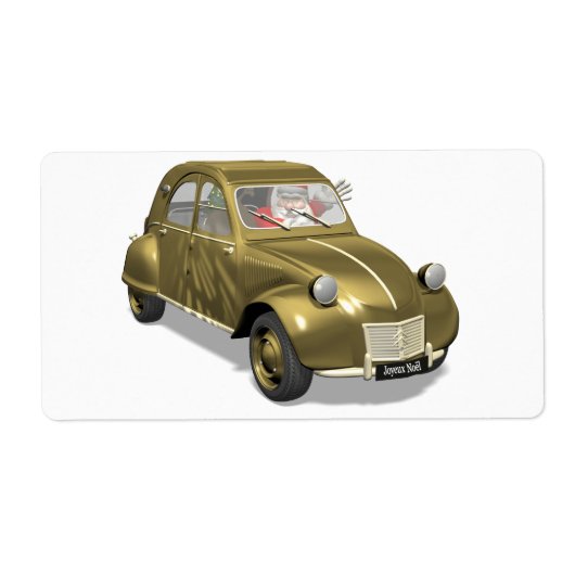 サンタクロースインシトロエン2 CV ラベル (正面)