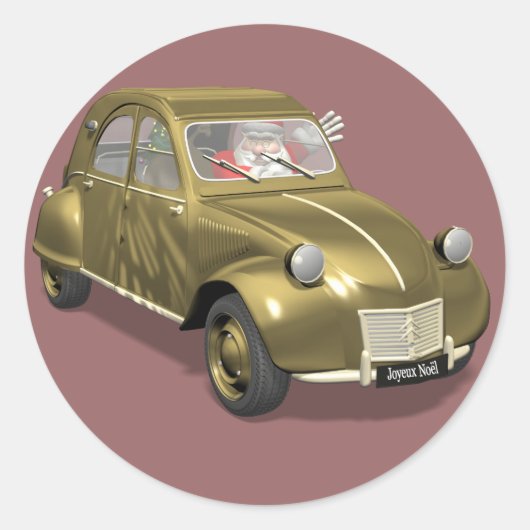 サンタクロースインシトロエン2CV ラウンドシール (正面)