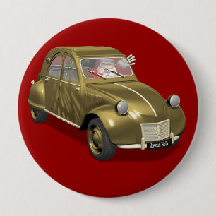 サンタクロースインシトロエン2CV 缶バッジ