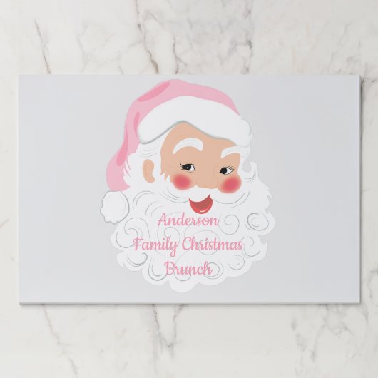 サンタクロースインピンクハットクリスマス紙ランチョンマット ペーパーパッド (正面)