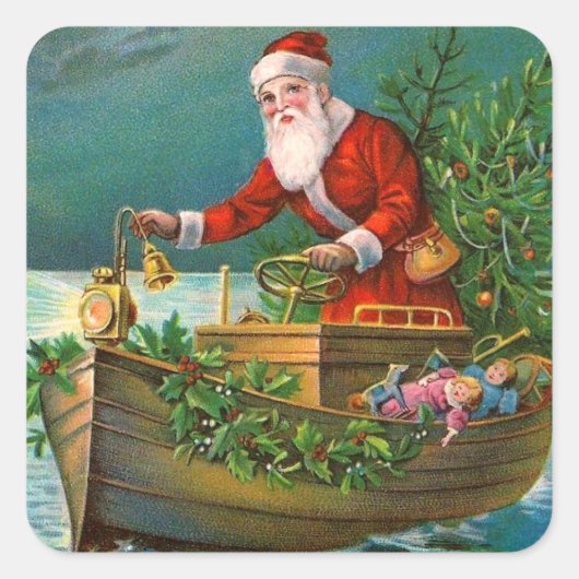 サンタクロースインボート スクエアシール (正面)