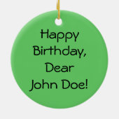 サンタクロースウィズお誕生日ケーキ セラミックオーナメント (裏面)