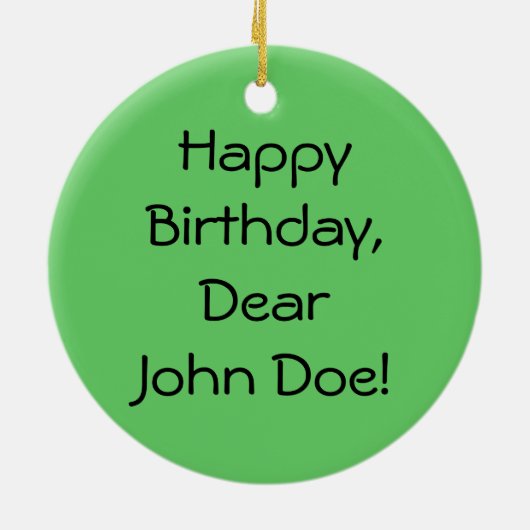 サンタクロースウィズお誕生日ケーキ セラミックオーナメント (裏面)