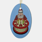 サンタクロースウィズお誕生日ケーキ セラミックオーナメント (左)