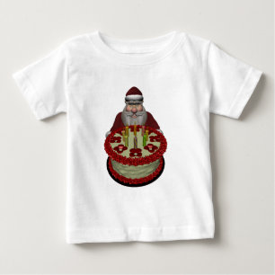 サンタクロースウィズお誕生日ケーキ ベビーTシャツ