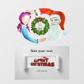 サンタクロースウィズベビーガールイラストレーション ウィンドウサイン (シート)