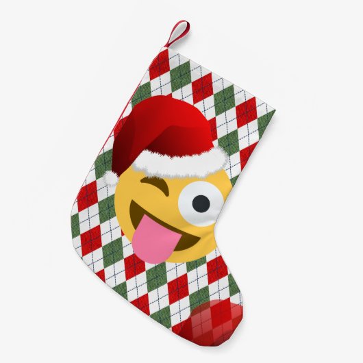 サンタクロースウィンク絵文字クリスマスクリスマスストッキング スモールクリスマスストッキング (正面 (吊り時))