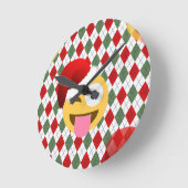 サンタクロースウィンク絵文字 ラウンド壁時計 (傾斜)