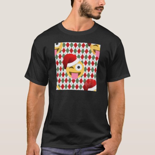 サンタクロースウィンク絵文字 Tシャツ (正面)