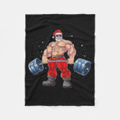 サンタクロースウエイトリフティングフィットネスクリスマスボディブ フリースブランケット (正面)
