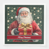 サンタクロースウォーターカラーホリデーディナーナプキンズ (正面)