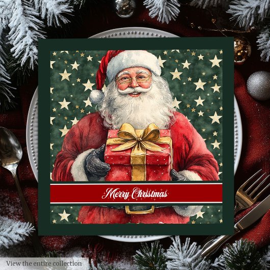 サンタクロースウォーターカラーホリデーディナーナプキンズ