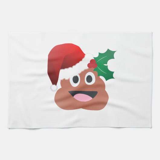 サンタクロースウンチ絵文字 キッチンタオル (横)