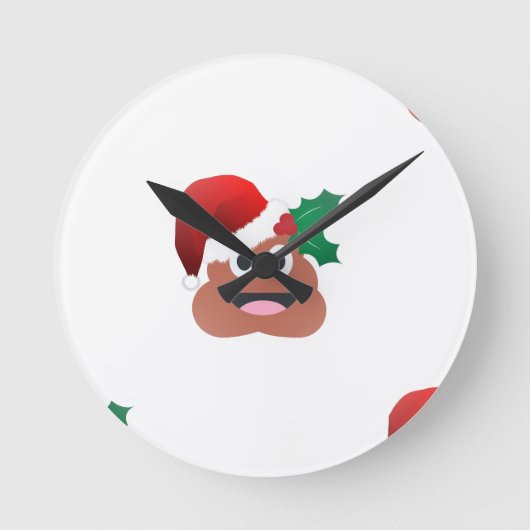 サンタクロースウンチ絵文字 ラウンド壁時計 (正面)