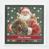 サンタクロースエレガントウォーターカラークリスマスナプキンス (正面)