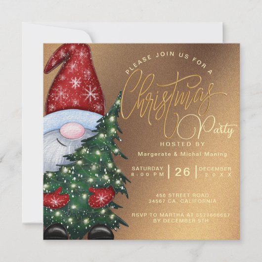 サンタクロースエレガントクリスマスパーティの招待状 招待状 (正面)