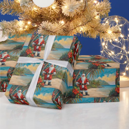 サンタクロースオントロピカルビーチ ラッピングペーパー (クリスマス)