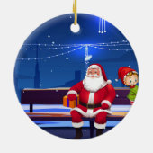 サンタクロースオンパークベンチ セラミックオーナメント (裏面)