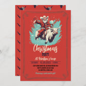サンタクロースオンロデオブル乗馬 招待状 (正面/裏面)