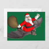 サンタクロースオン飛んでいるこうもり シーズンポストカード (正面/裏面)