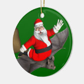 サンタクロースオン飛んでいるこうもり セラミックオーナメント (左)